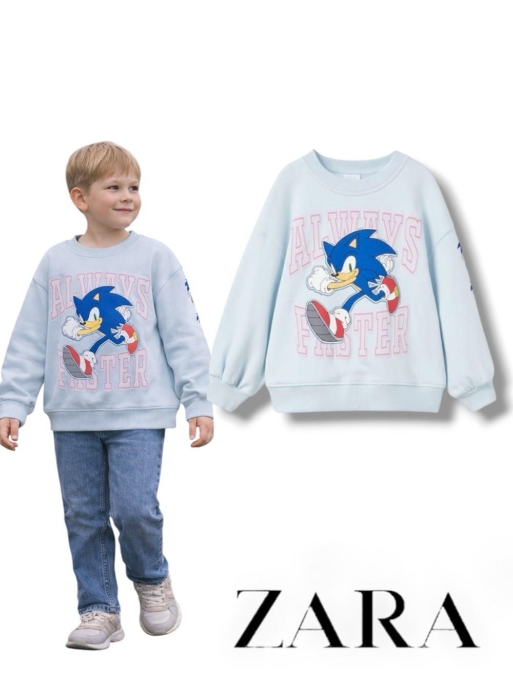 ZARA Boys Blue Sonic SEGA Sweatshirt NWT Size 14